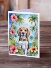 Load image into Gallery viewer, Beagle Luau Greeting Cards - Blank Note Cards – 8-Pack of Artist-Designed Cards with Envelopes