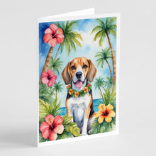Load image into Gallery viewer, Beagle Luau Greeting Cards - Blank Note Cards – 8-Pack of Artist-Designed Cards with Envelopes