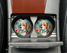 Load image into Gallery viewer, Beagle Luau Car Coasters – Set of 2 - Absorbent Stone with Fun &amp; Functional Artwork