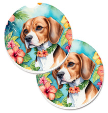 Load image into Gallery viewer, Beagle Luau Car Coasters – Set of 2 - Absorbent Stone with Fun &amp; Functional Artwork