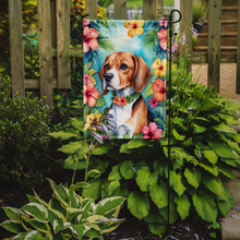 Load image into Gallery viewer, Beagle Luau Garden Flag – Tropical Dog Decor with Hibiscus &amp; Palm Leaves