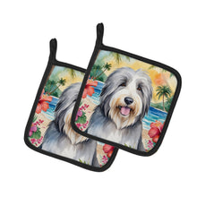 Load image into Gallery viewer, Bearded Collie Luau Pot Holders - Set of 2 Decorative Kitchen Helpers | Made in the USA