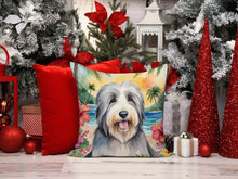 Load image into Gallery viewer, Bearded Collie Luau Throw Pillow - 14x14 Decorative Pillow – Art for Your Home &amp; Patio