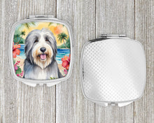 Load image into Gallery viewer, Bearded Collie Luau Compact Mirror – Stylish Purse Mirror with Artistic Covers