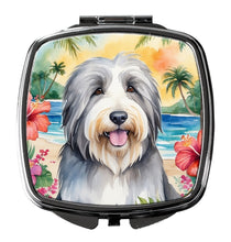 Load image into Gallery viewer, Bearded Collie Luau Compact Mirror – Stylish Purse Mirror with Artistic Covers