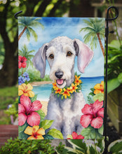 Load image into Gallery viewer, Bedlington Terrier Luau Garden Flag – Tropical Dog Decor with Hibiscus &amp; Palm Leaves