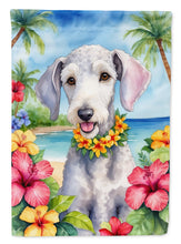 Load image into Gallery viewer, Bedlington Terrier Luau Garden Flag – Tropical Dog Decor with Hibiscus &amp; Palm Leaves