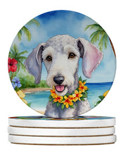 Load image into Gallery viewer, Bedlington Terrier Luau Large Sandstone Coasters Pack of 4