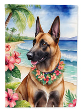 Load image into Gallery viewer, Belgian Malinois Luau Garden Flag – Tropical Dog Decor with Hibiscus &amp; Palm Leaves
