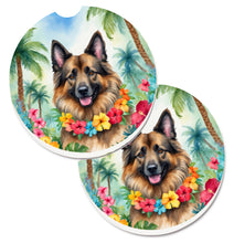 Load image into Gallery viewer, Belgian Tervuren Luau Car Coasters – Set of 2 - Absorbent Stone with Fun &amp; Functional Artwork