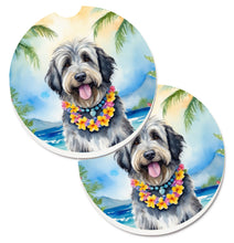 Load image into Gallery viewer, Bergamasco Sheepdog Luau Car Coasters – Set of 2 - Absorbent Stone with Fun &amp; Functional Artwork