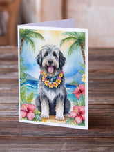 Load image into Gallery viewer, Bergamasco Sheepdog Luau Greeting Cards - Blank Note Cards – 8-Pack of Artist-Designed Cards with Envelopes