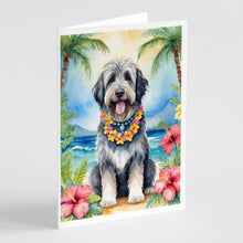 Load image into Gallery viewer, Bergamasco Sheepdog Luau Greeting Cards - Blank Note Cards – 8-Pack of Artist-Designed Cards with Envelopes