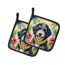 Load image into Gallery viewer, Bernedoodle Luau Pot Holders - Set of 2 Decorative Kitchen Helpers | Made in the USA
