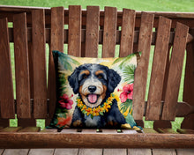 Load image into Gallery viewer, Bernedoodle Luau Throw Pillow - 14x14 Decorative Pillow – Art for Your Home &amp; Patio