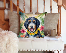 Load image into Gallery viewer, Bernedoodle Luau Throw Pillow - 14x14 Decorative Pillow – Art for Your Home &amp; Patio