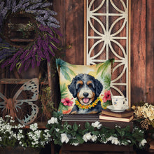 Load image into Gallery viewer, Bernedoodle Luau Throw Pillow - 14x14 Decorative Pillow – Art for Your Home &amp; Patio