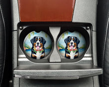 Load image into Gallery viewer, Bernese Mountain Dog Luau Car Coasters – Set of 2 - Absorbent Stone with Fun &amp; Functional Artwork