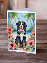 Load image into Gallery viewer, Bernese Mountain Dog Luau Greeting Cards - Blank Note Cards – 8-Pack of Artist-Designed Cards with Envelopes