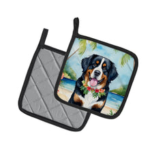 Load image into Gallery viewer, Bernese Mountain Dog Luau Pot Holders - Set of 2 Decorative Kitchen Helpers | Made in the USA