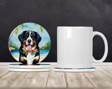 Load image into Gallery viewer, Bernese Mountain Dog Luau Large Sandstone Coasters Pack of 4
