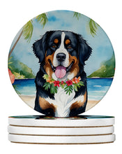 Load image into Gallery viewer, Bernese Mountain Dog Luau Large Sandstone Coasters Pack of 4