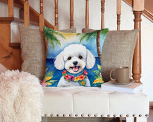 Load image into Gallery viewer, Bichon Frise Luau Throw Pillow - 14x14 Decorative Pillow – Art for Your Home &amp; Patio