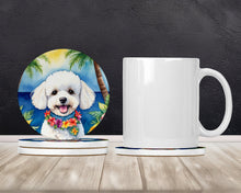 Load image into Gallery viewer, Bichon Frise Luau Large Sandstone Coasters Pack of 4