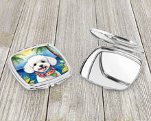 Load image into Gallery viewer, Bichon Frise Luau Compact Mirror – Stylish Purse Mirror with Artistic Covers