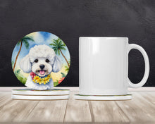 Load image into Gallery viewer, Bichon Frise Luau Large Sandstone Coasters Pack of 4