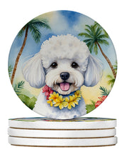 Load image into Gallery viewer, Bichon Frise Luau Large Sandstone Coasters Pack of 4