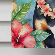 Load image into Gallery viewer, Black and Tan Coonhound Luau House Flag