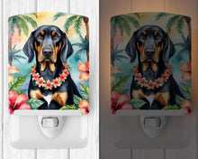 Load image into Gallery viewer, Black and Tan Coonhound Luau Ceramic Night Light