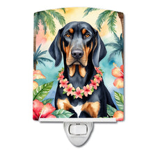 Load image into Gallery viewer, Black and Tan Coonhound Luau Ceramic Night Light