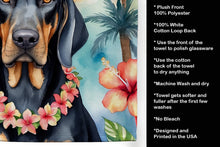Load image into Gallery viewer, Black and Tan Coonhound Luau Kitchen Towel