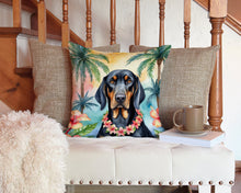 Load image into Gallery viewer, Black and Tan Coonhound Luau Throw Pillow - 14x14 Decorative Pillow – Art for Your Home &amp; Patio
