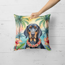 Load image into Gallery viewer, Black and Tan Coonhound Luau Throw Pillow