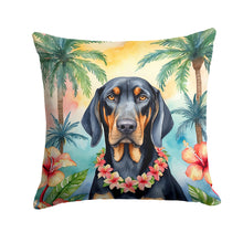 Load image into Gallery viewer, Black and Tan Coonhound Luau Throw Pillow