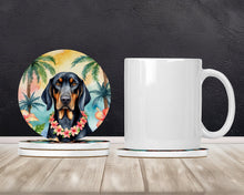 Load image into Gallery viewer, Black and Tan Coonhound Luau Large Sandstone Coasters Pack of 4