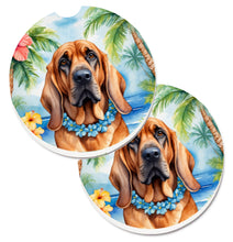 Load image into Gallery viewer, Bloodhound Luau Car Coasters – Set of 2 - Absorbent Stone with Fun &amp; Functional Artwork