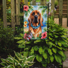 Load image into Gallery viewer, Bloodhound Luau Garden Flag – Tropical Dog Decor with Hibiscus &amp; Palm Leaves
