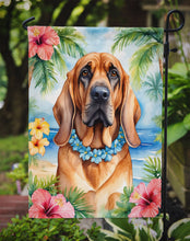 Load image into Gallery viewer, Bloodhound Luau Garden Flag – Tropical Dog Decor with Hibiscus &amp; Palm Leaves