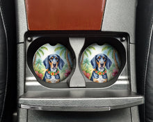 Load image into Gallery viewer, Bluetick Coonhound Luau Car Coasters – Set of 2 - Absorbent Stone with Fun &amp; Functional Artwork