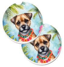 Load image into Gallery viewer, Border Terrier Luau Car Coasters – Set of 2 - Absorbent Stone with Fun &amp; Functional Artwork