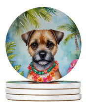 Load image into Gallery viewer, Border Terrier Luau Large Sandstone Coasters Pack of 4