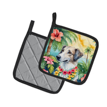 Load image into Gallery viewer, Borzoi Luau Pot Holders - Set of 2 Decorative Kitchen Helpers | Made in the USA