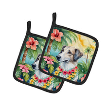 Load image into Gallery viewer, Borzoi Luau Pot Holders - Set of 2 Decorative Kitchen Helpers | Made in the USA