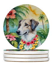 Load image into Gallery viewer, Borzoi Luau Large Sandstone Coasters Pack of 4