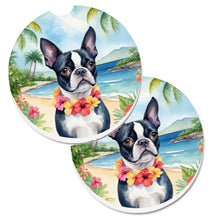 Load image into Gallery viewer, Boston Terrier Luau Car Coasters – Set of 2 - Absorbent Stone with Fun &amp; Functional Artwork