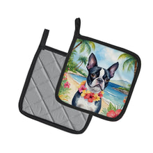 Load image into Gallery viewer, Boston Terrier Luau Pot Holders - Set of 2 Decorative Kitchen Helpers | Made in the USA